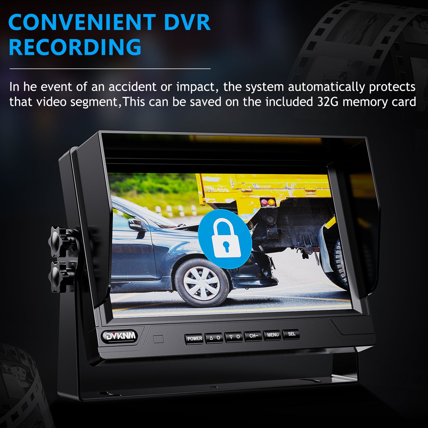 DVKNM Ultimate 9"AHD-IPS Monitor 1080P HD-DVR Recording, Dual Split Backup Camera Complete Kit for Car, Truck, RV,IP69K Waterproof Camera,Sharp Rear View,Split Image,Included SD Card, Easy DIY Install