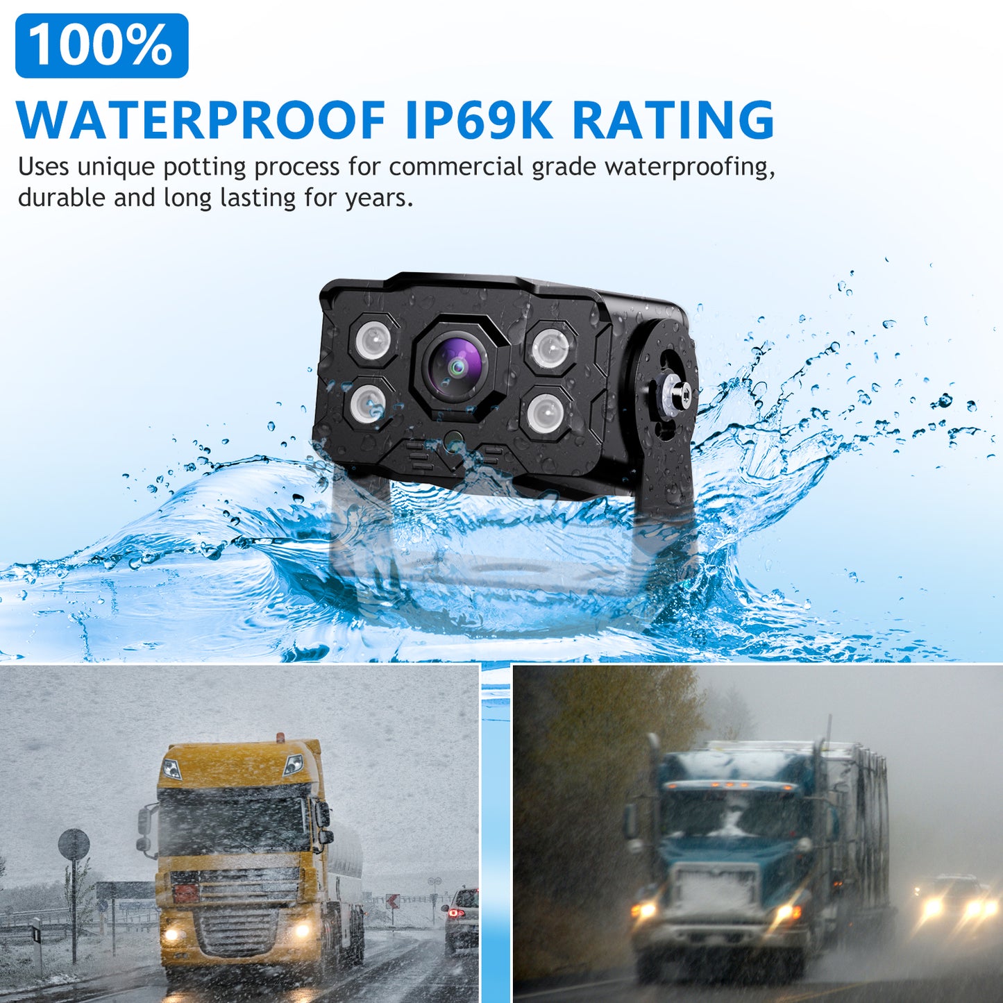 DVKNM Ultimate 9"AHD-IPS Monitor 1080P HD-DVR Recording, Dual Split Backup Camera Complete Kit for Car, Truck, RV,IP69K Waterproof Camera,Sharp Rear View,Split Image,Included SD Card, Easy DIY Install
