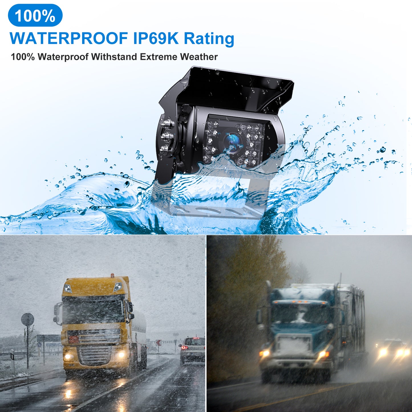 DVKNM Upgrade Dual Backup Camera Monitor Kit,7-inch LCD-HD,IP69 Waterproof Rearview Reversing Rear View Camera Monitor Truck/Trailer/Semi-Trailer/Box Truck/RV/Pickup Truck/— HD Transmission—(TZ102)